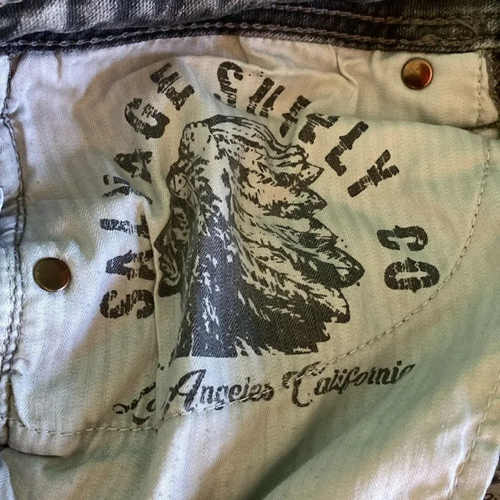 Men’s Jeans Size 31S Salvage Supply Co For Buckle Gray Washed Denim with Flaw